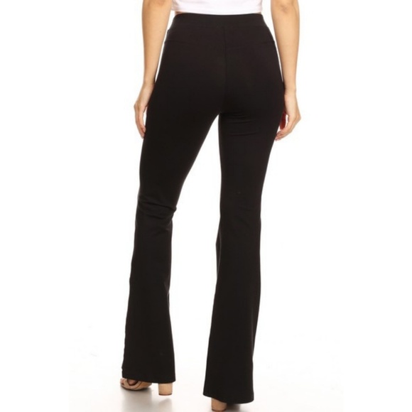 Women's Long Flare Leggings Pants Soft Stretchy BK - Picture 3 of 5